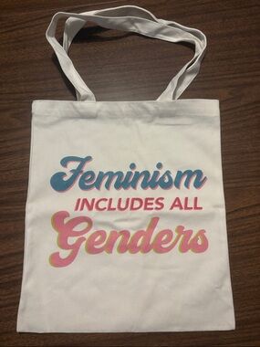 Feminism Includes All Genders White Canvas Tote Bag